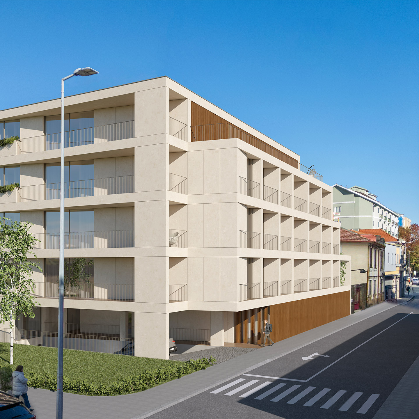 Exterior do empreendimento Prestige Living, no Porto